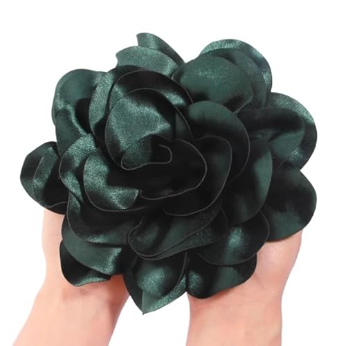 19 cm große, handgefertigte Kopfbedeckung mit Satinblumen for Bühnenauftritte und Studiofotografie(Deep Green) von YOPI