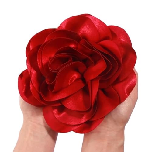 19 cm große, handgefertigte Kopfbedeckung mit Satinblumen for Bühnenauftritte und Studiofotografie(Fuchsia) von YOPI