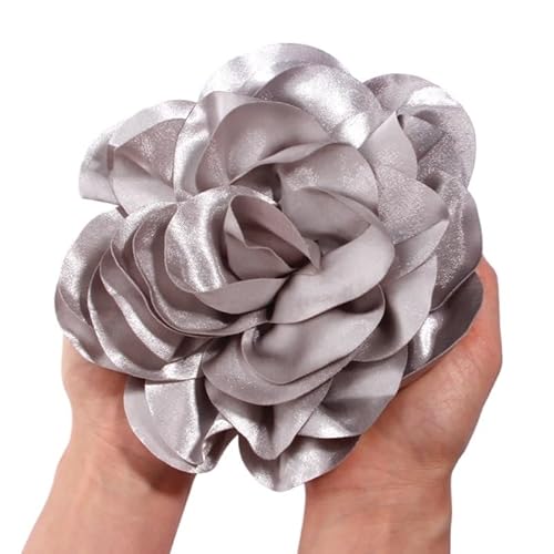 19 cm große, handgefertigte Kopfbedeckung mit Satinblumen for Bühnenauftritte und Studiofotografie(Grey) von YOPI