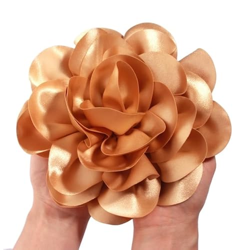 19 cm große, handgefertigte Kopfbedeckung mit Satinblumen for Bühnenauftritte und Studiofotografie(Khaki) von YOPI