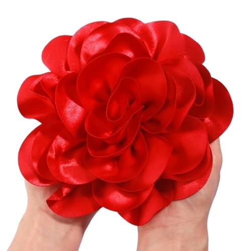 19 cm große, handgefertigte Kopfbedeckung mit Satinblumen for Bühnenauftritte und Studiofotografie(Rot) von YOPI