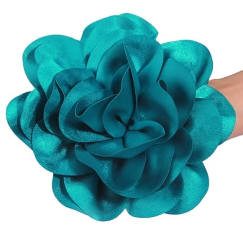 19 cm große, handgefertigte Kopfbedeckung mit Satinblumen for Bühnenauftritte und Studiofotografie(Turquoise) von YOPI