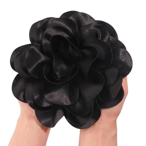 19 cm große, handgefertigte Kopfbedeckung mit Satinblumen for Bühnenauftritte und Studiofotografie(black) von YOPI