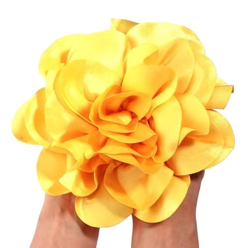 19 cm große, handgefertigte Kopfbedeckung mit Satinblumen for Bühnenauftritte und Studiofotografie(yellow) von YOPI