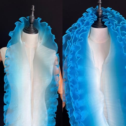 2 Yard Volant-Wellen-Spitzenstoff – 12 cm breiter Falten-Netz-Organza for DIY-Styling und Nähen von Rüschen-Kleid-Accessoires(Blue) von YOPI