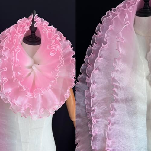 2 Yard Volant-Wellen-Spitzenstoff – 12 cm breiter Falten-Netz-Organza for DIY-Styling und Nähen von Rüschen-Kleid-Accessoires(pink) von YOPI