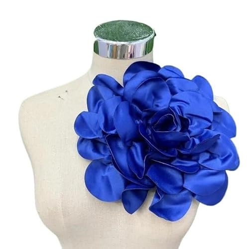 24CM Handgemachte Stoff Satin Blume frauen Große Blume Brosche Anzug Zubehör Pin Kleid Corsage(Royal blue) von YOPI
