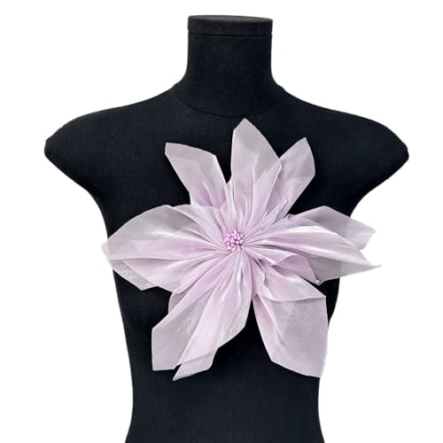 27 cm heller Organza-Aufnäher mit Blumenmuster aus Garn – DIY handgefertigte Haar-Accessoires for Röcke, Kleidung, Applikationen, Corsagen(Violet) von YOPI