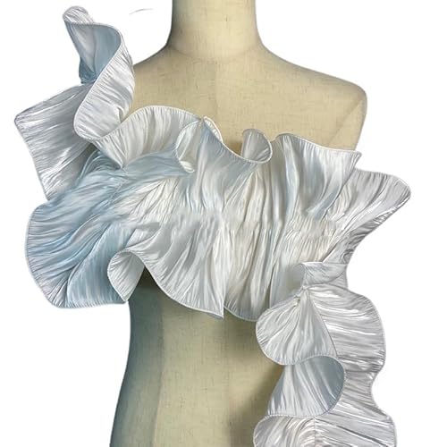 3 Yards Spitzenstoff mit großer Wellenstruktur – weicher, wasserleichter Satin-Rüschen-Plisseebesatz for selbstgemachte Kleider und Tanzkostüm-Accessoires(Color 2) von YOPI