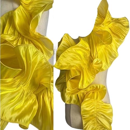 3 Yards Spitzenstoff mit großer Wellenstruktur – weicher, wasserleichter Satin-Rüschen-Plisseebesatz for selbstgemachte Kleider und Tanzkostüm-Accessoires(Color 3) von YOPI