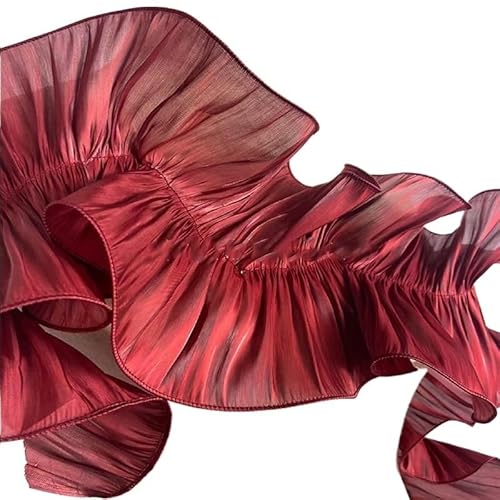 3 Yards Spitzenstoff mit großer Wellenstruktur – weicher, wasserleichter Satin-Rüschen-Plisseebesatz for selbstgemachte Kleider und Tanzkostüm-Accessoires(Color 4) von YOPI