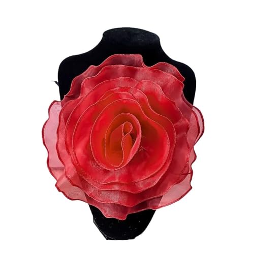 3D-Organza-Stoff, künstliche Rosenblumen, Aufnäher – 27 cm, Hochzeitskleid, Halsdekoration, DIY-Nähapplikation(Antique Copper) von YOPI