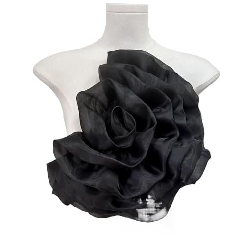 3D-Organza-Stoff, künstliche Rosenblumen, Aufnäher – 27 cm, Hochzeitskleid, Halsdekoration, DIY-Nähapplikation(Brass) von YOPI