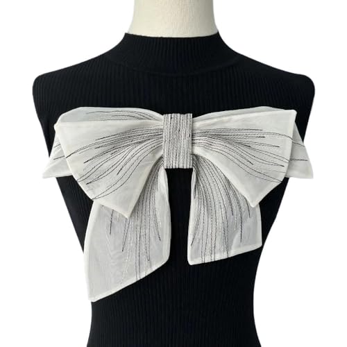 3D-Organza-Stoff, künstliche Rosenblumen, Aufnäher – 27 cm, Hochzeitskleid, Halsdekoration, DIY-Nähapplikation(Gun Metal) von YOPI