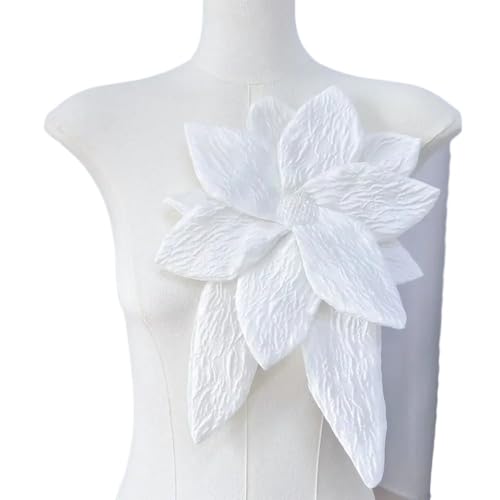 3D-Organza-Stoff, künstliche Rosenblumen, Aufnäher – 27 cm, Hochzeitskleid, Halsdekoration, DIY-Nähapplikation(LIGHT BLUE) von YOPI