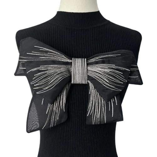 3D-Organza-Stoff, künstliche Rosenblumen, Aufnäher – 27 cm, Hochzeitskleid, Halsdekoration, DIY-Nähapplikation(Laser Bright) von YOPI