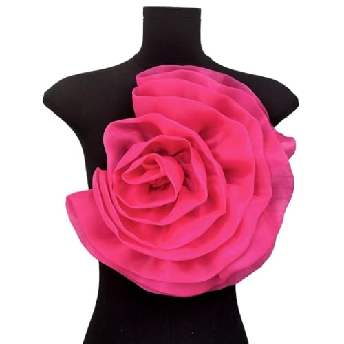 3D-Organza-Stoff, künstliche Rosenblumen, Aufnäher – 27 cm, Hochzeitskleid, Halsdekoration, DIY-Nähapplikation(Mint) von YOPI