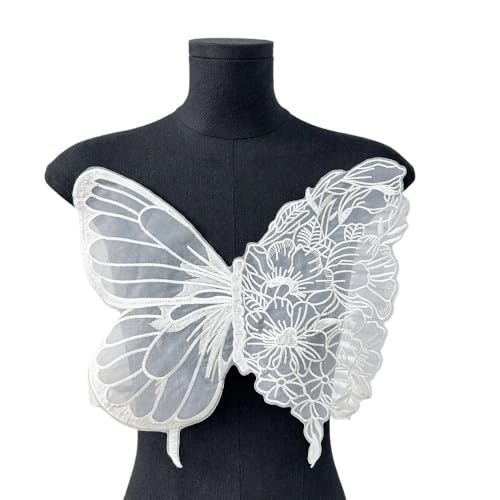 3D-Organza-Stoff, künstliche Rosenblumen, Aufnäher – 27 cm, Hochzeitskleid, Halsdekoration, DIY-Nähapplikation(NICKEL) von YOPI