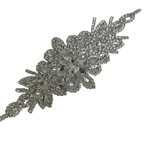 AB Silber Strass Blumen Applikation Patches - Aufbügeln/Aufnähen auf Hochzeitskleid Accessoires for Kleidung Dekoration(Antique Copper) von YOPI
