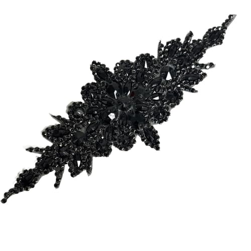 AB Silber Strass Blumen Applikation Patches - Aufbügeln/Aufnähen auf Hochzeitskleid Accessoires for Kleidung Dekoration(Antique Zinc) von YOPI