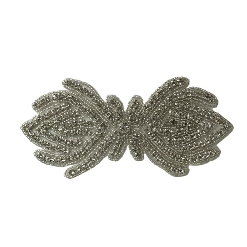 AB Silber Strass Blumen Applikation Patches - Aufbügeln/Aufnähen auf Hochzeitskleid Accessoires for Kleidung Dekoration(Brass) von YOPI