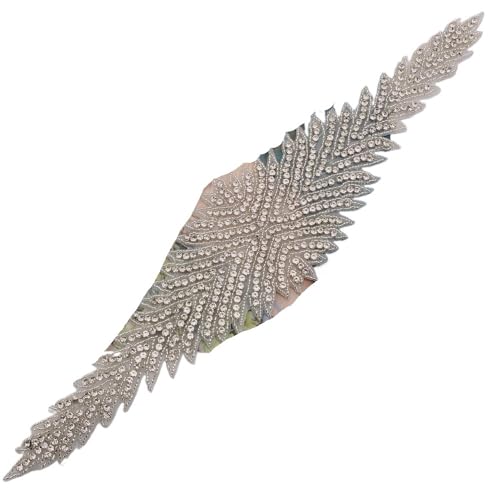 AB Silber Strass Blumen Applikation Patches - Aufbügeln/Aufnähen auf Hochzeitskleid Accessoires for Kleidung Dekoration(Camel) von YOPI