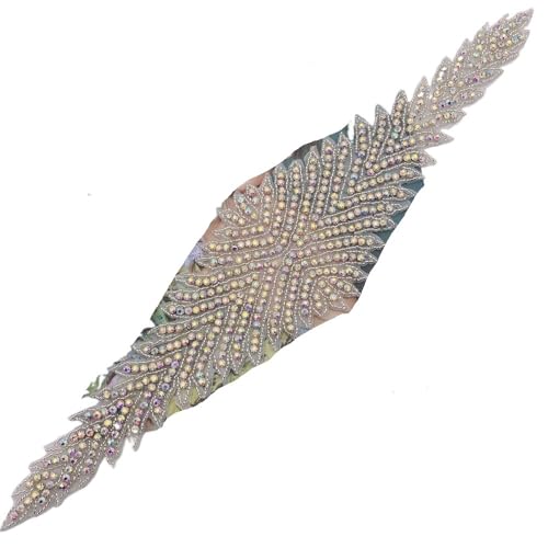 AB Silber Strass Blumen Applikation Patches - Aufbügeln/Aufnähen auf Hochzeitskleid Accessoires for Kleidung Dekoration(Champagne) von YOPI