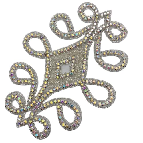 AB Silber Strass Blumen Applikation Patches - Aufbügeln/Aufnähen auf Hochzeitskleid Accessoires for Kleidung Dekoration(Chocolate Color) von YOPI