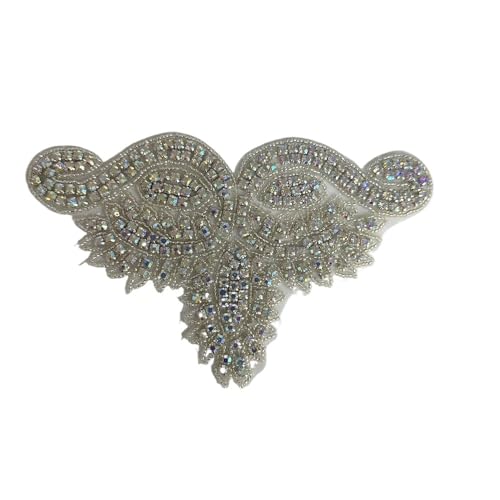 AB Silber Strass Blumen Applikation Patches - Aufbügeln/Aufnähen auf Hochzeitskleid Accessoires for Kleidung Dekoration(Coffee) von YOPI