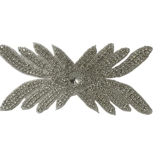 AB Silber Strass Blumen Applikation Patches - Aufbügeln/Aufnähen auf Hochzeitskleid Accessoires for Kleidung Dekoration(Colorful) von YOPI