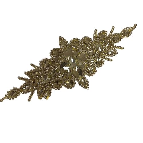 AB Silber Strass Blumen Applikation Patches - Aufbügeln/Aufnähen auf Hochzeitskleid Accessoires for Kleidung Dekoration(Copper) von YOPI