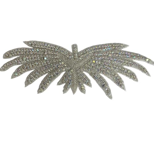 AB Silber Strass Blumen Applikation Patches - Aufbügeln/Aufnähen auf Hochzeitskleid Accessoires for Kleidung Dekoration(Fluorescent Yellow) von YOPI