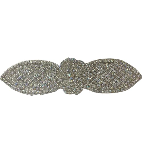 AB Silber Strass Blumen Applikation Patches - Aufbügeln/Aufnähen auf Hochzeitskleid Accessoires for Kleidung Dekoration(Grey) von YOPI