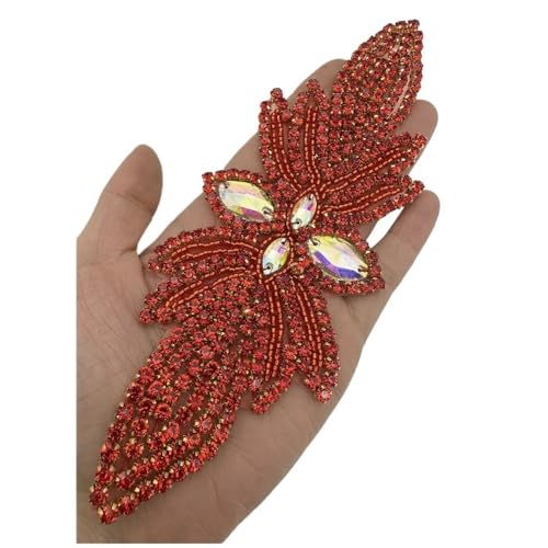 AB Silber Strass Blumen Applikation Patches - Aufbügeln/Aufnähen auf Hochzeitskleid Accessoires for Kleidung Dekoration(Khaki) von YOPI
