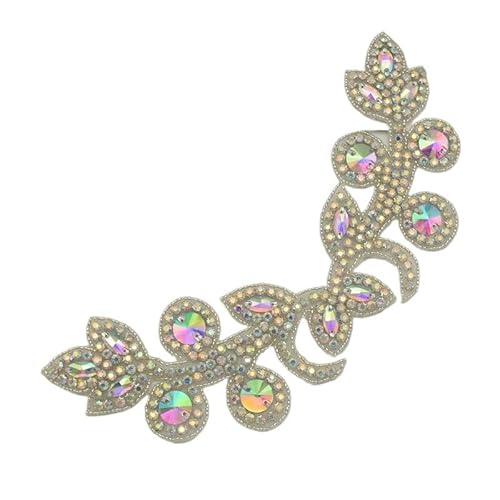 AB Silber Strass Blumen Applikation Patches - Aufbügeln/Aufnähen auf Hochzeitskleid Accessoires for Kleidung Dekoration(Pinkish Grey) von YOPI