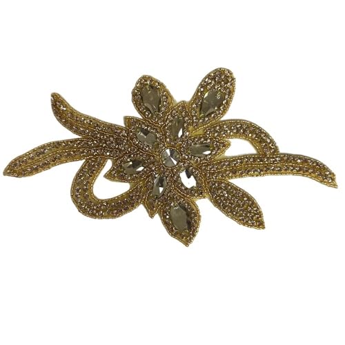 AB Silber Strass Blumen Applikation Patches - Aufbügeln/Aufnähen auf Hochzeitskleid Accessoires for Kleidung Dekoration(Rot) von YOPI