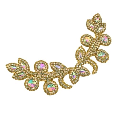 AB Silber Strass Blumen Applikation Patches - Aufbügeln/Aufnähen auf Hochzeitskleid Accessoires for Kleidung Dekoration(navy Blue) von YOPI