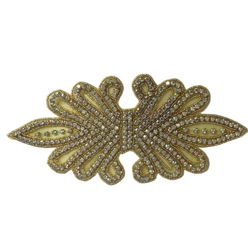 AB Silber Strass Blumen Applikation Patches - Aufbügeln/Aufnähen auf Hochzeitskleid Accessoires for Kleidung Dekoration(yellow) von YOPI