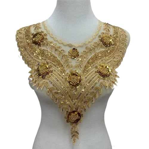 Atemberaubender Kragen mit goldenen Pailletten – elegantes Kleidungsaccessoire for besondere Anlässe(Color 1) von YOPI