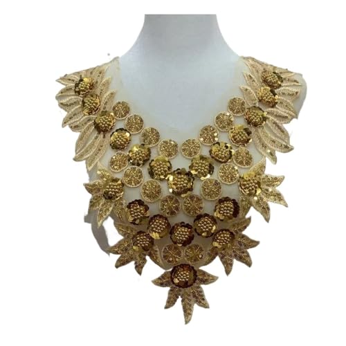 Atemberaubender Kragen mit goldenen Pailletten – elegantes Kleidungsaccessoire for besondere Anlässe(Color 6) von YOPI