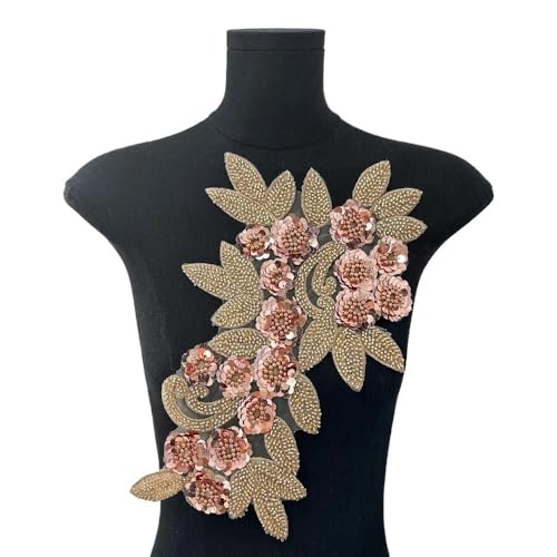 Bestickte Aufnäher mit Blumen – 3D-Blumenapplikation for Kleidung – abnehmbare Verzierungen for Selbermachen(Champagne) von YOPI