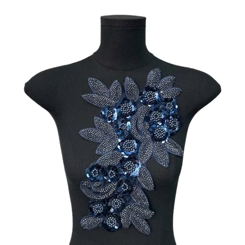 Bestickte Aufnäher mit Blumen – 3D-Blumenapplikation for Kleidung – abnehmbare Verzierungen for Selbermachen(Dark Blue) von YOPI