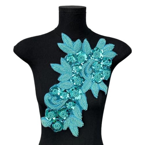 Bestickte Aufnäher mit Blumen – 3D-Blumenapplikation for Kleidung – abnehmbare Verzierungen for Selbermachen(Light Blue) von YOPI