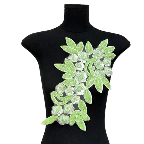 Bestickte Aufnäher mit Blumen – 3D-Blumenapplikation for Kleidung – abnehmbare Verzierungen for Selbermachen(Light Green) von YOPI