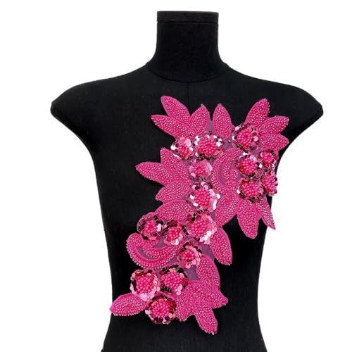 Bestickte Aufnäher mit Blumen – 3D-Blumenapplikation for Kleidung – abnehmbare Verzierungen for Selbermachen(Rose Red) von YOPI