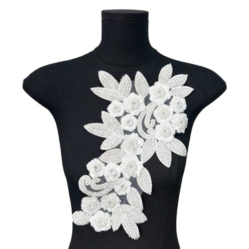 Bestickte Aufnäher mit Blumen – 3D-Blumenapplikation for Kleidung – abnehmbare Verzierungen for Selbermachen(Weiß) von YOPI