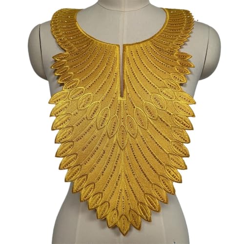 Bestickte Kragenflicken mit Blumenmotiv – 1 Stück for Aufnähen oder Aufbügeln, dekorative Flicken for Damenbekleidung(Gold) von YOPI