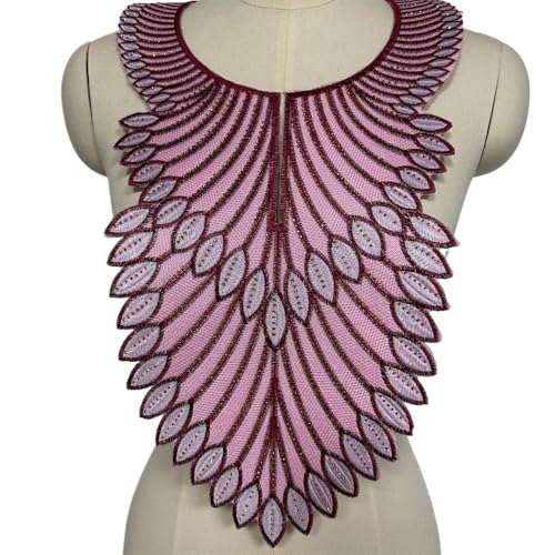 Bestickte Kragenflicken mit Blumenmotiv – 1 Stück for Aufnähen oder Aufbügeln, dekorative Flicken for Damenbekleidung(pink) von YOPI