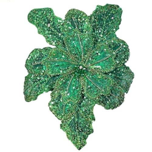 Blumenapplikation in Volltonfarbe, DIY-Bastelverzierungen for Jeans, Hüte, Schals und Vorhänge(Grass-green) von YOPI