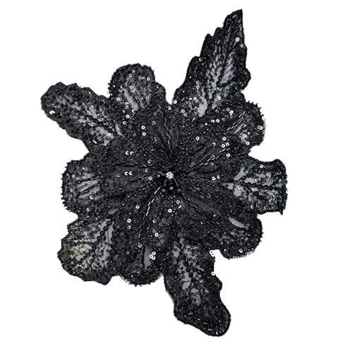Blumenapplikation in Volltonfarbe, DIY-Bastelverzierungen for Jeans, Hüte, Schals und Vorhänge(black) von YOPI